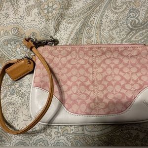 Coach Pink and White Wristlet